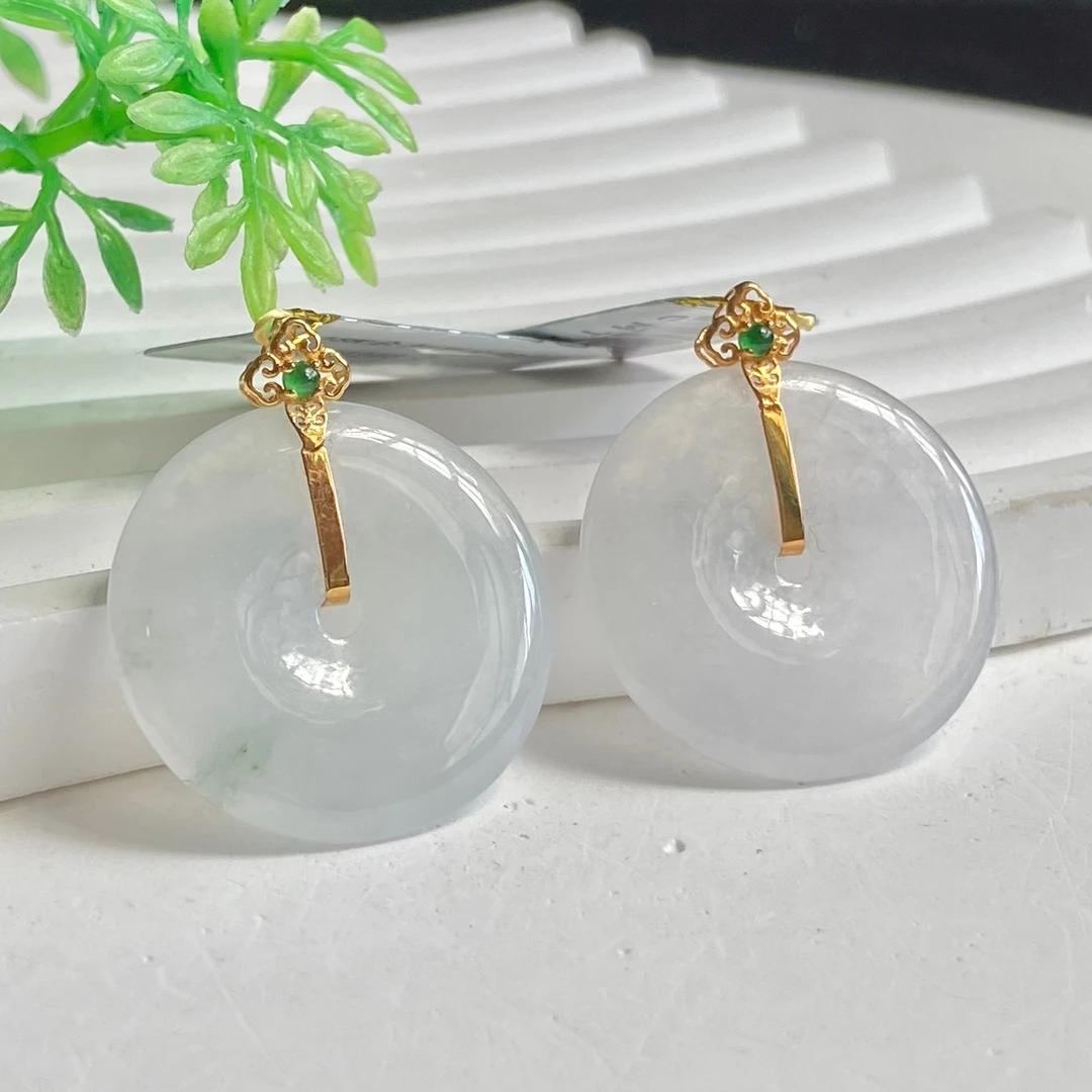 18k金扣天然翡翠平安扣吊坠 国潮古风 多样性发其一@@CMT1246-7