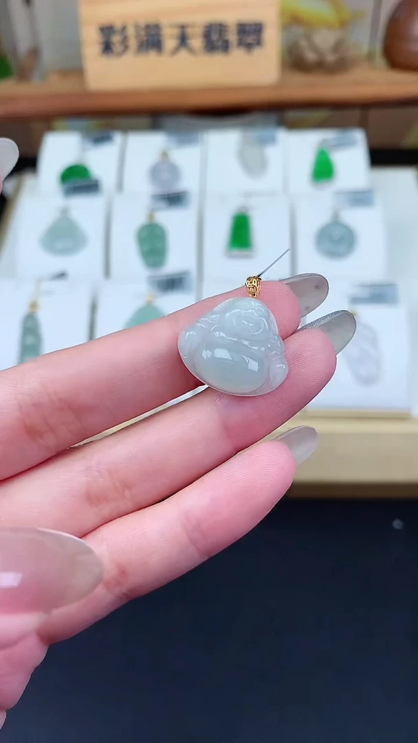 【闪购商品】翡翠挂件18K金镶嵌金扣佛公多人@@CMT