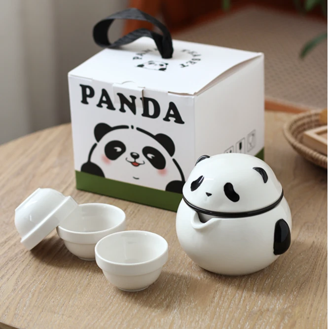 熊猫便携式简约旅行学生茶具情侣小套装快客杯可爱创意日式家用