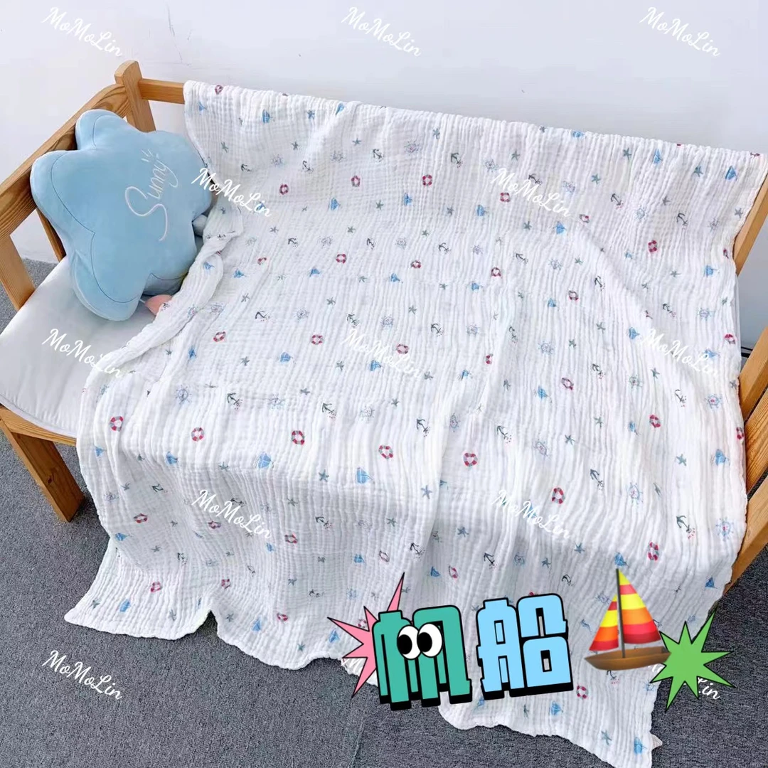 【J】六层泡泡水洗纯棉纱布盖毯成人纱布毯200*230（帆船）