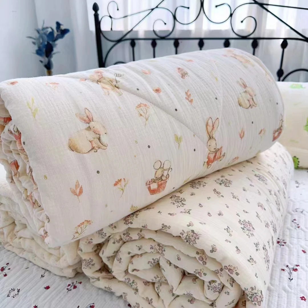 【J】棉花糖纯棉双层纱大豆被皱皱纱可机洗150*200被子