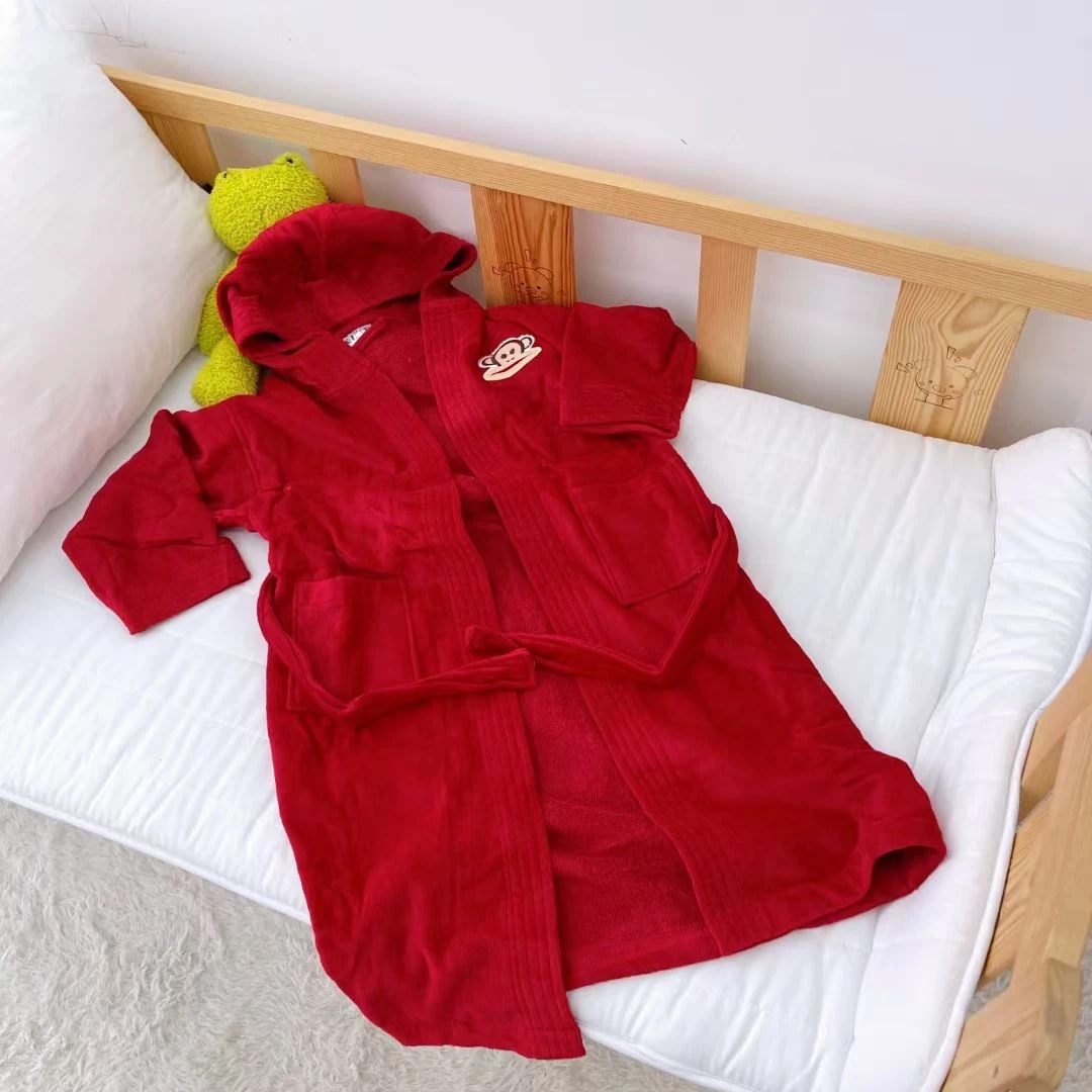 【J】A类纯棉印花浴袍睡衣带帽可爱加厚透气连帽加绒