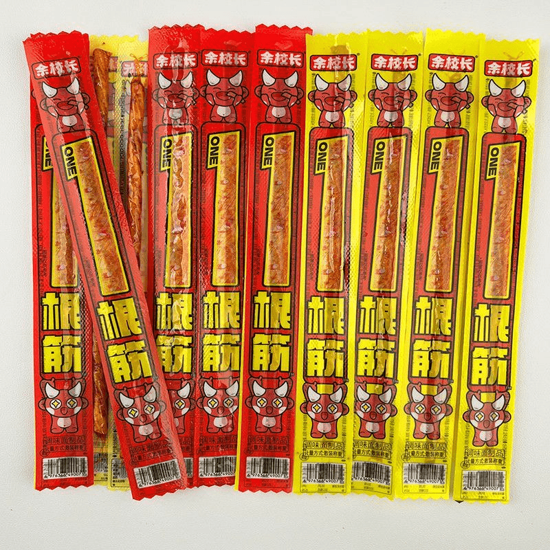一根筋辣条余校长牛筋辣条网红休闲食品小吃超长麻辣零食批发