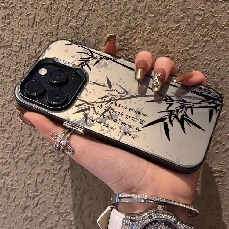 苹果15promax手机壳新款彩绘iphone14pro新中式国风水墨117promax