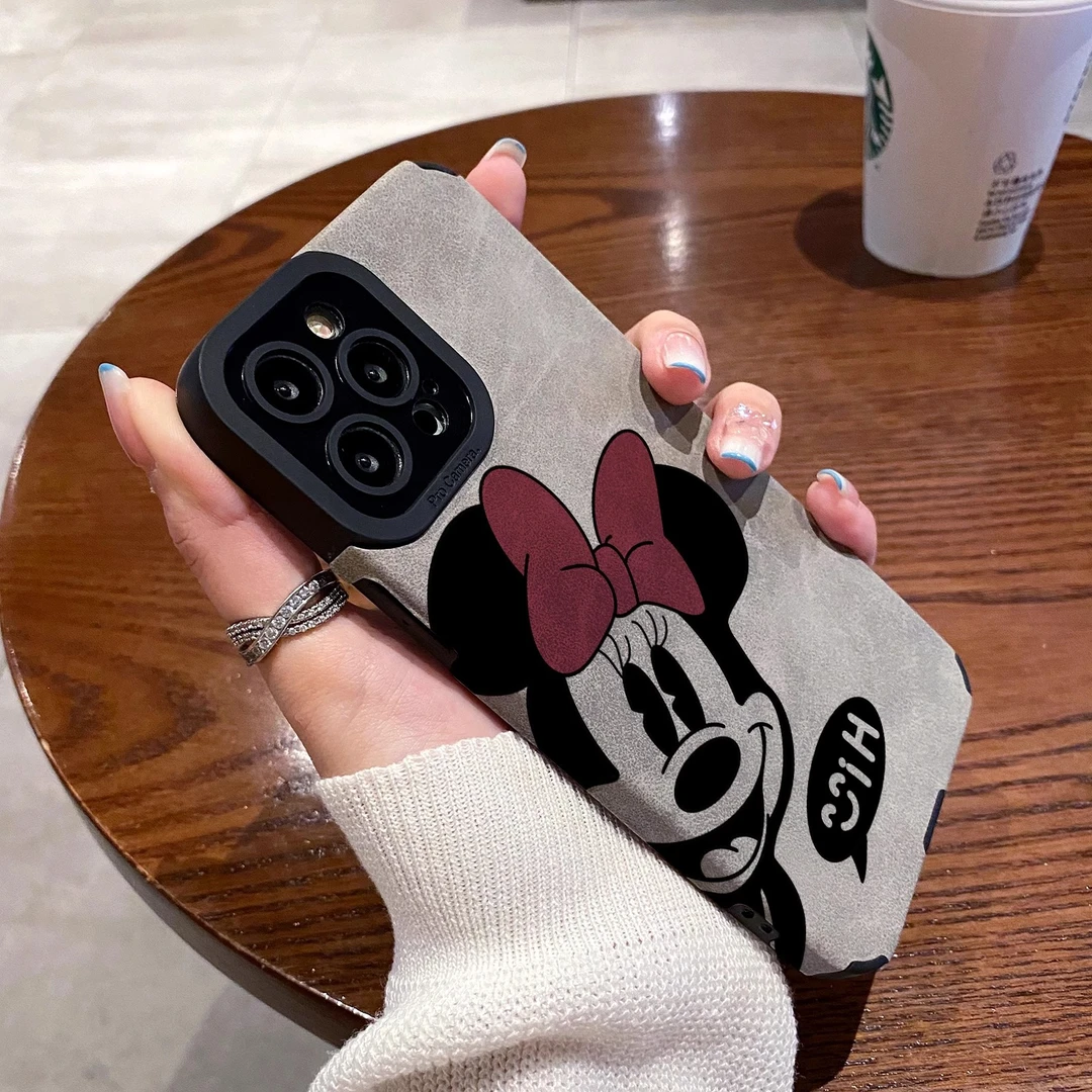 适用于苹果14手机壳翻毛皮新款iPhone15promax彩绘13pro卡通创意