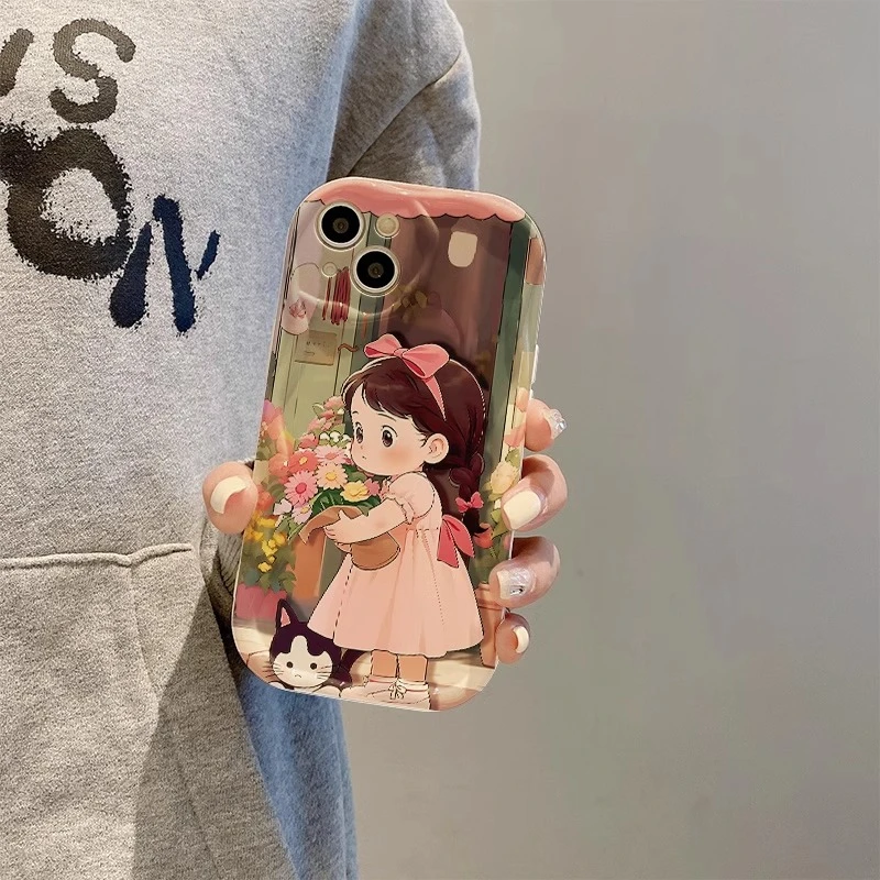 苹果15Promax手机壳新款iPhone14捧花女孩13少女12可爱11小众15潮