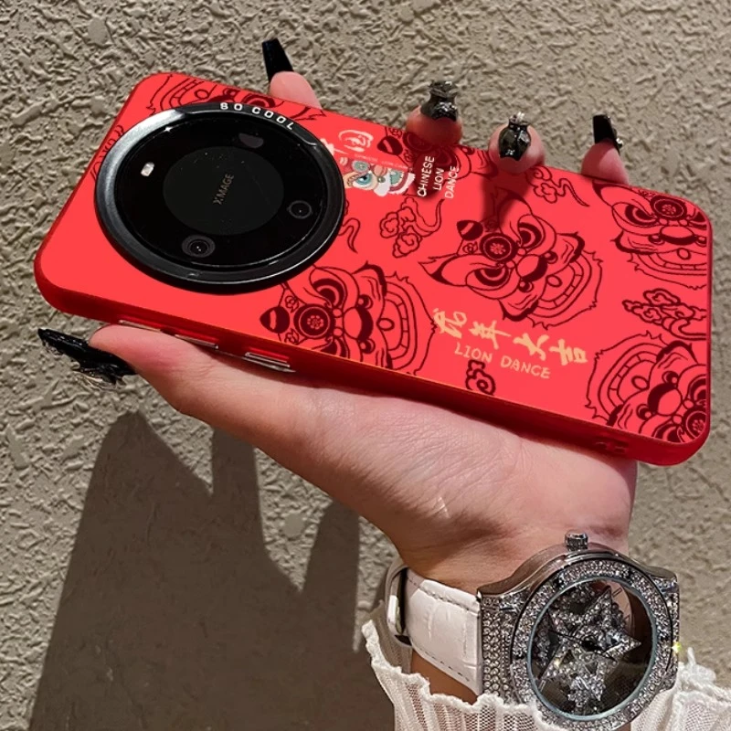 适用华为mate60pro手机壳龙年舞狮红色新mate50潮e复古荣耀100p60