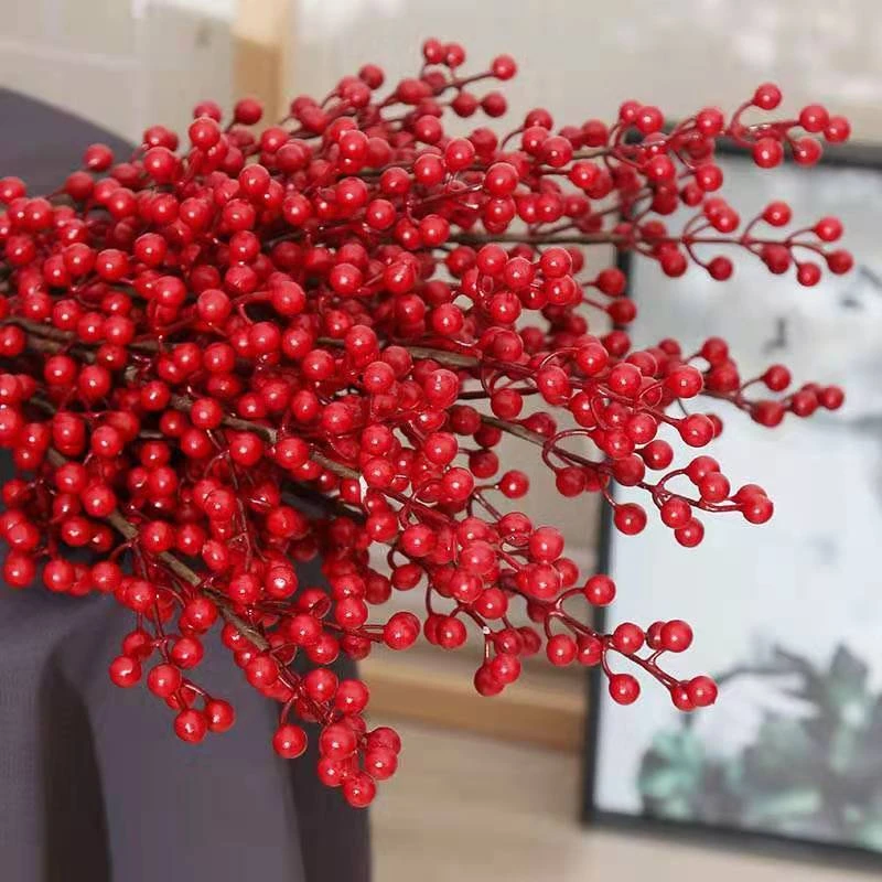 发财果仿真花摆设过年插花束红果子冬青客厅假花结婚装饰干花摆件