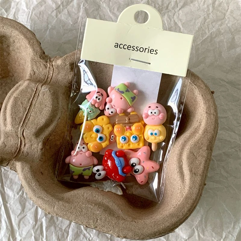 海绵宝宝奶油胶配件风扇无痕贴水杯贴车贴冰箱贴洞洞鞋花半成品