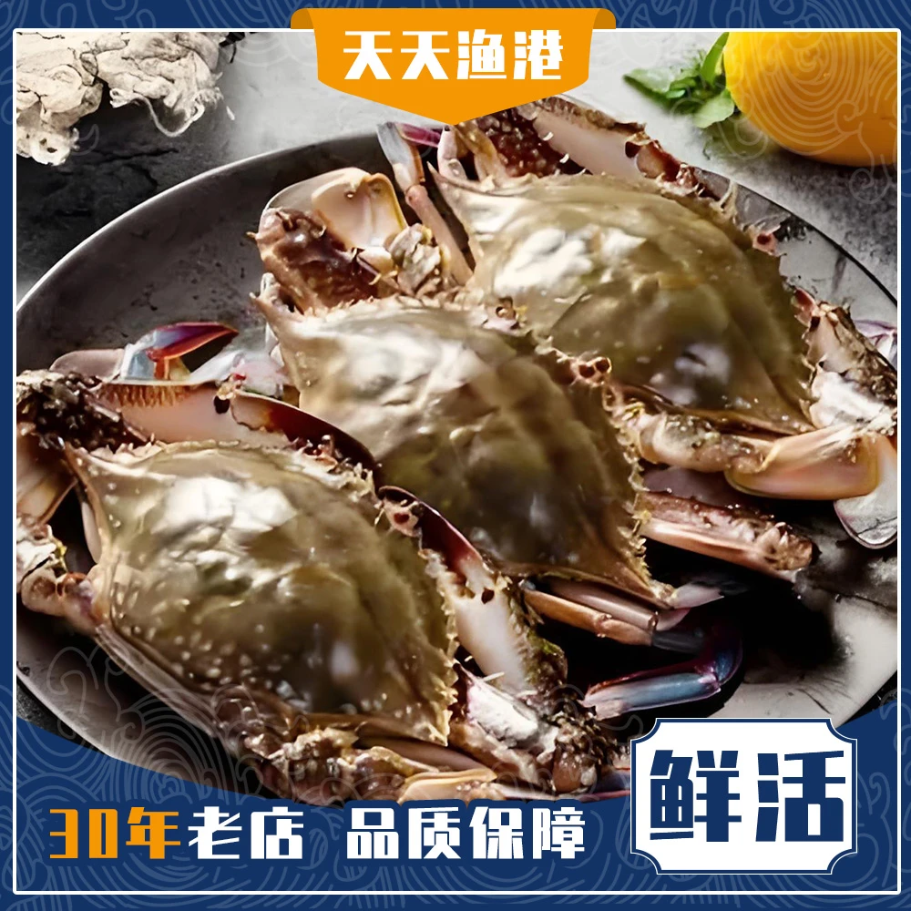 鲜活梭子蟹1斤（3两-3.5两/只）公蟹带皮筋蟹同城送