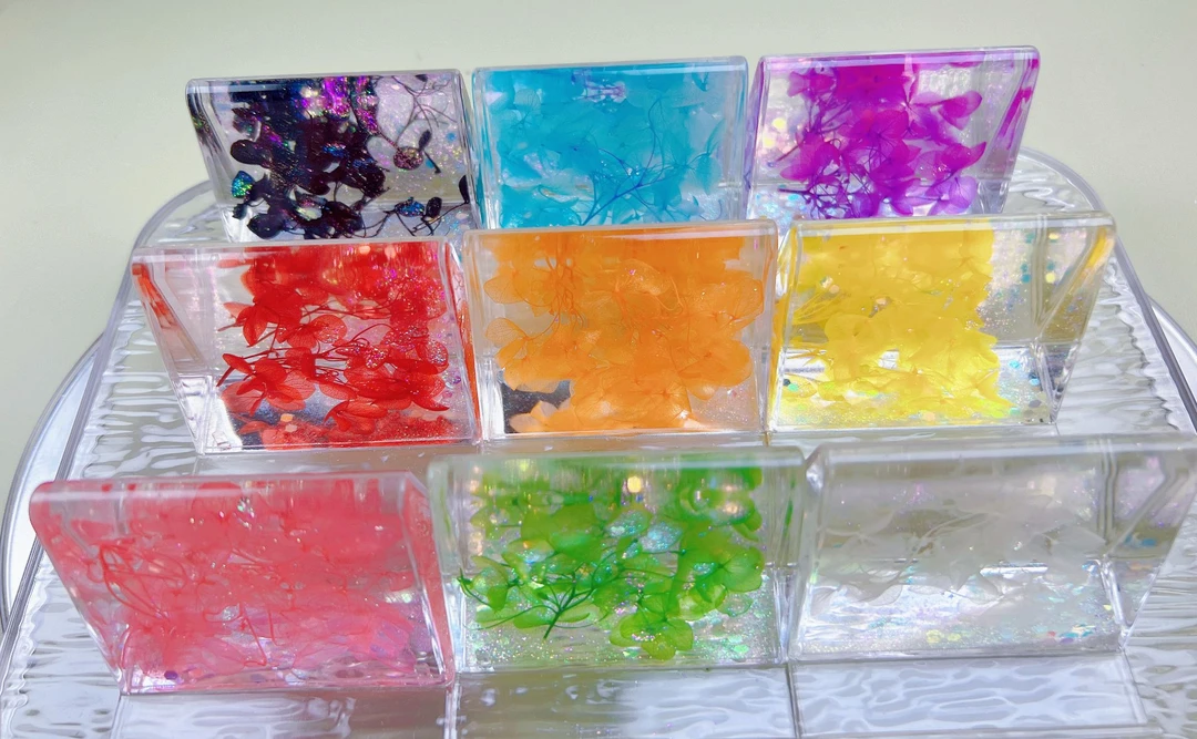 【九宫格】干花细闪流沙手机支架 桌面摆件少女心可爱创意家用彩色