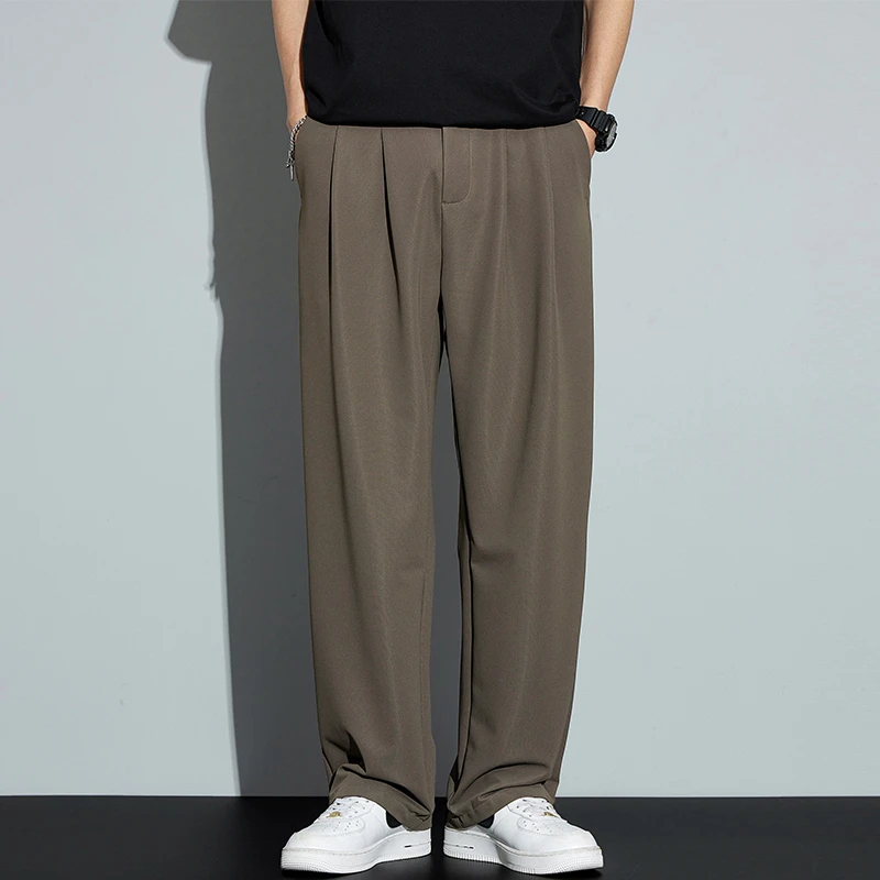 Kuvine2025秋季新款简约垂感运动休闲裤男宽松百搭松紧腰直筒西裤