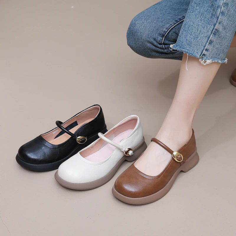 2025新款爆款单鞋春夏真皮单鞋玛丽珍鞋子女软皮软底平底小皮鞋女