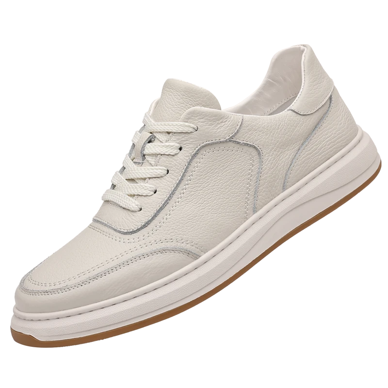 （头层牛皮66709）2025新款男士时尚百搭真皮小白鞋板鞋休闲透气
