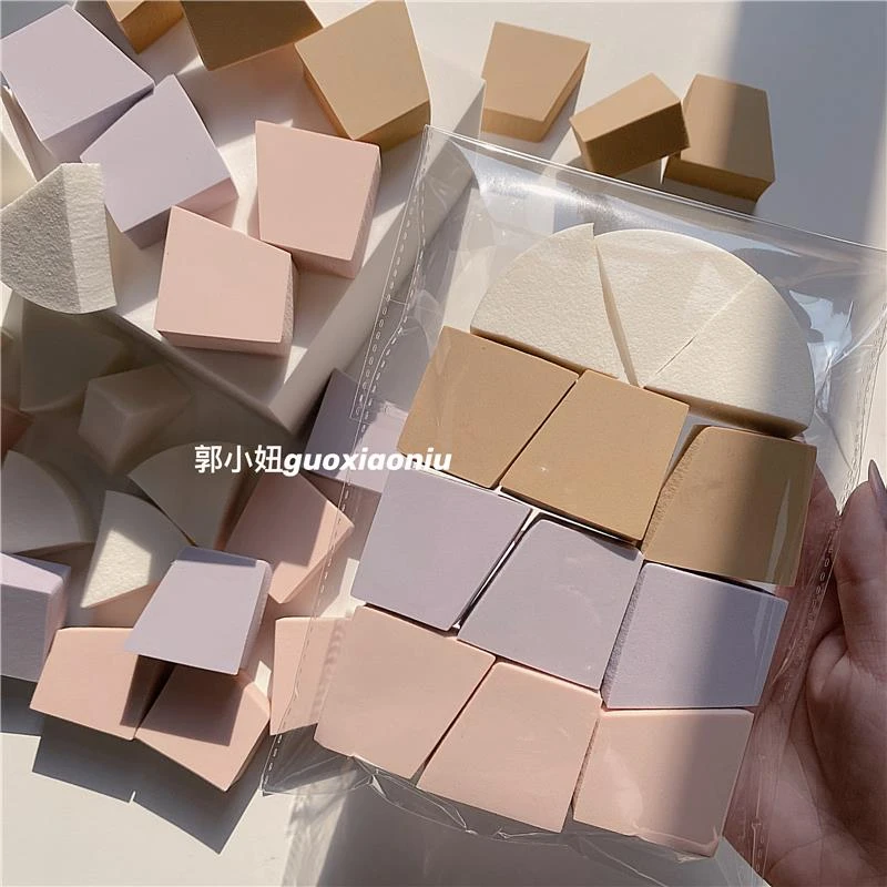 GUOXIAONIU/郭小妞20片一袋各种皮面粉扑NBR年糕粉扑三角梯形粉扑