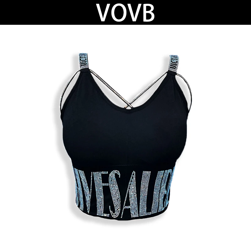 VOVB新款定制经典时尚钻钻百搭时尚潮品胸垫打底背心吊带女-0666
