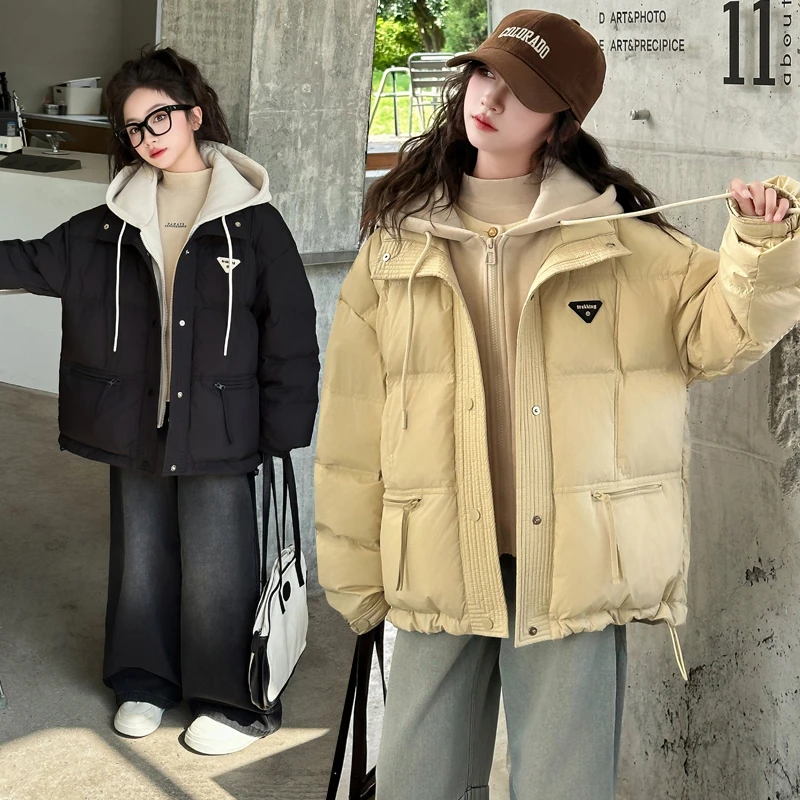 女童棉袄冬季爆款2025新款洋气大童假两件棉衣中长款外套儿童棉服