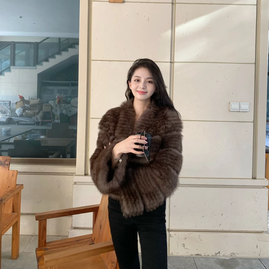 JICHI Fur 气质显瘦中古狐狸毛外套 整皮车条芬兰进口SAGA级女冬