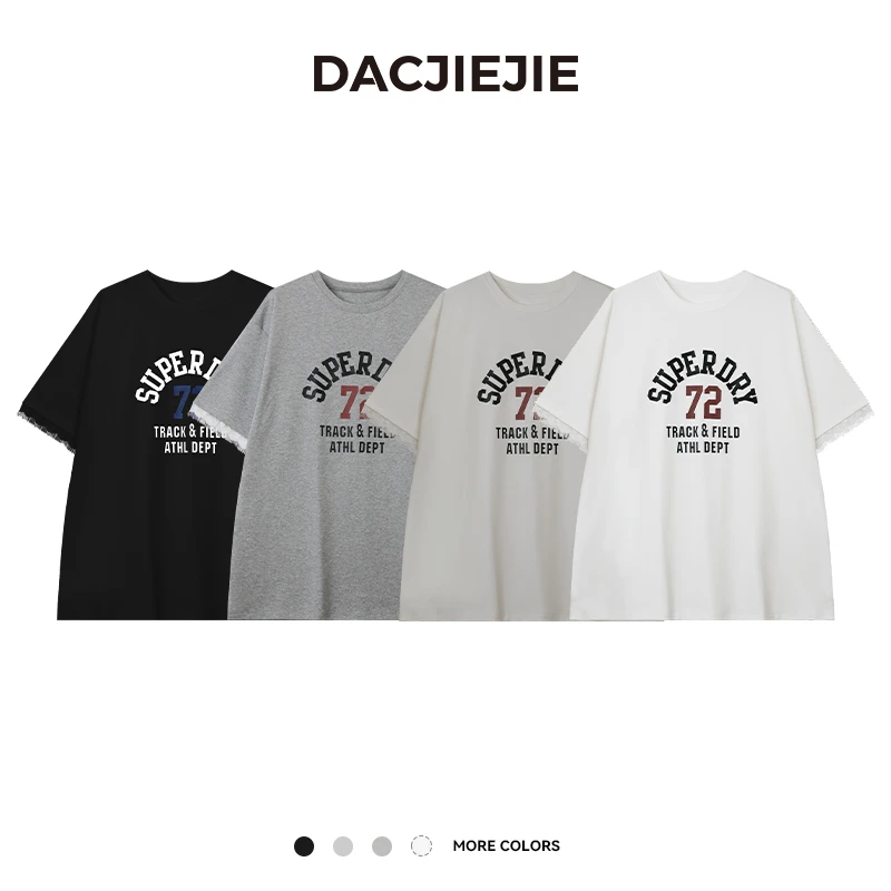 【蕾丝袖拼接T恤】夏季潮流短袖T恤宽松印花上衣休闲美式