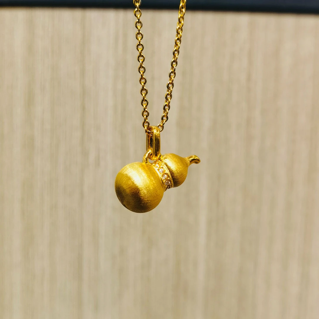 18K 拉丝葫芦配饰简约磨砂百搭（赠铜合金链）7