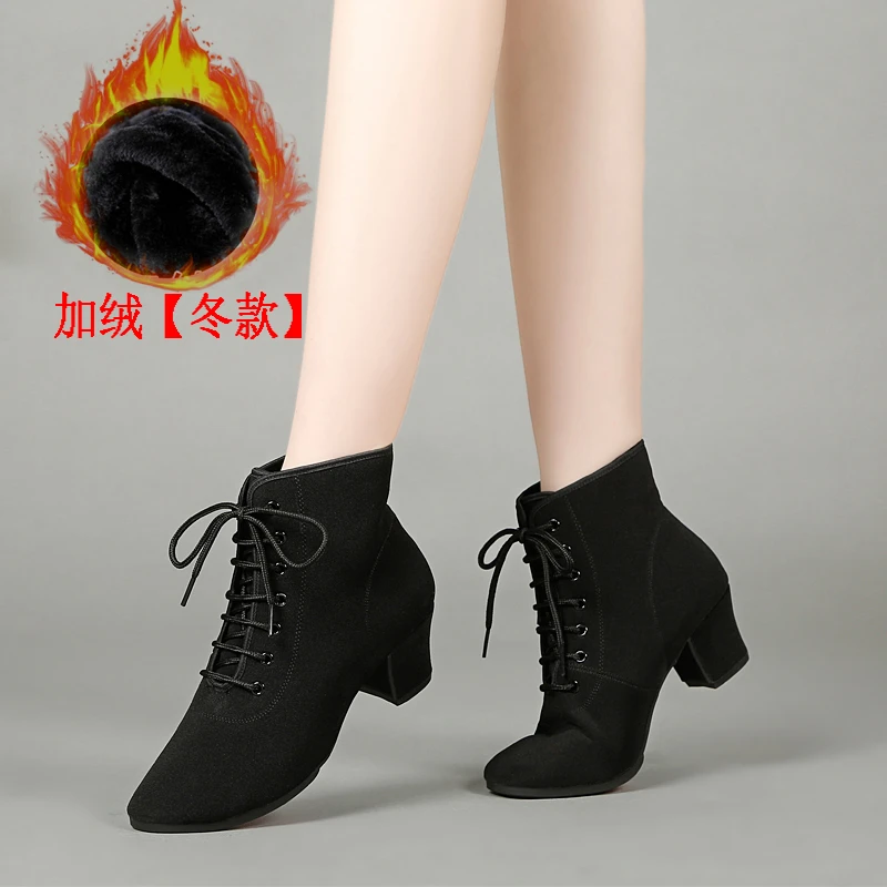 【828A高】春季新款舞蹈鞋广场舞鞋透气外穿跳舞鞋中跟高帮舞蹈鞋