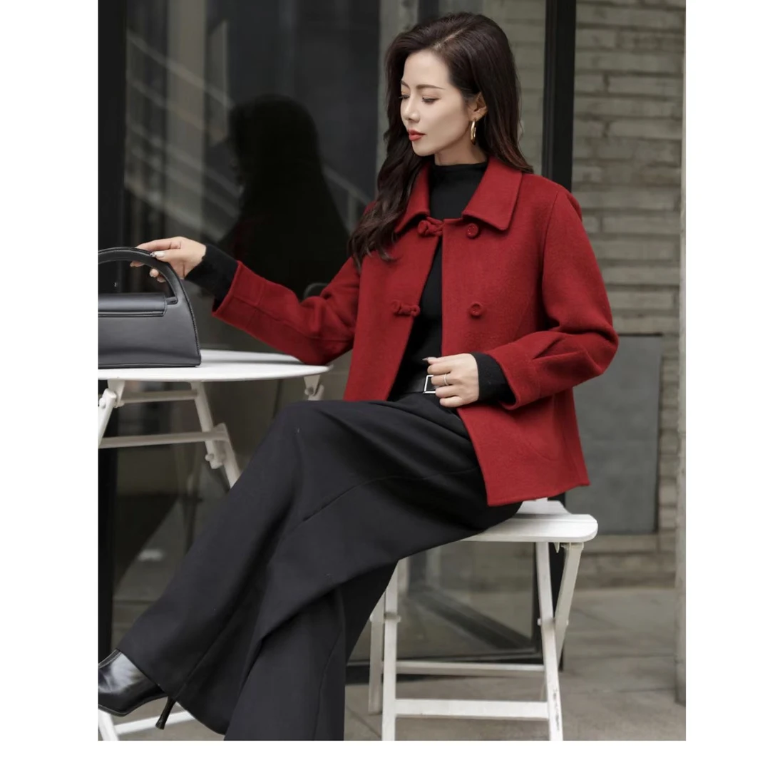 蒂薇娅高档女装冬季新品双面短款外套24-805