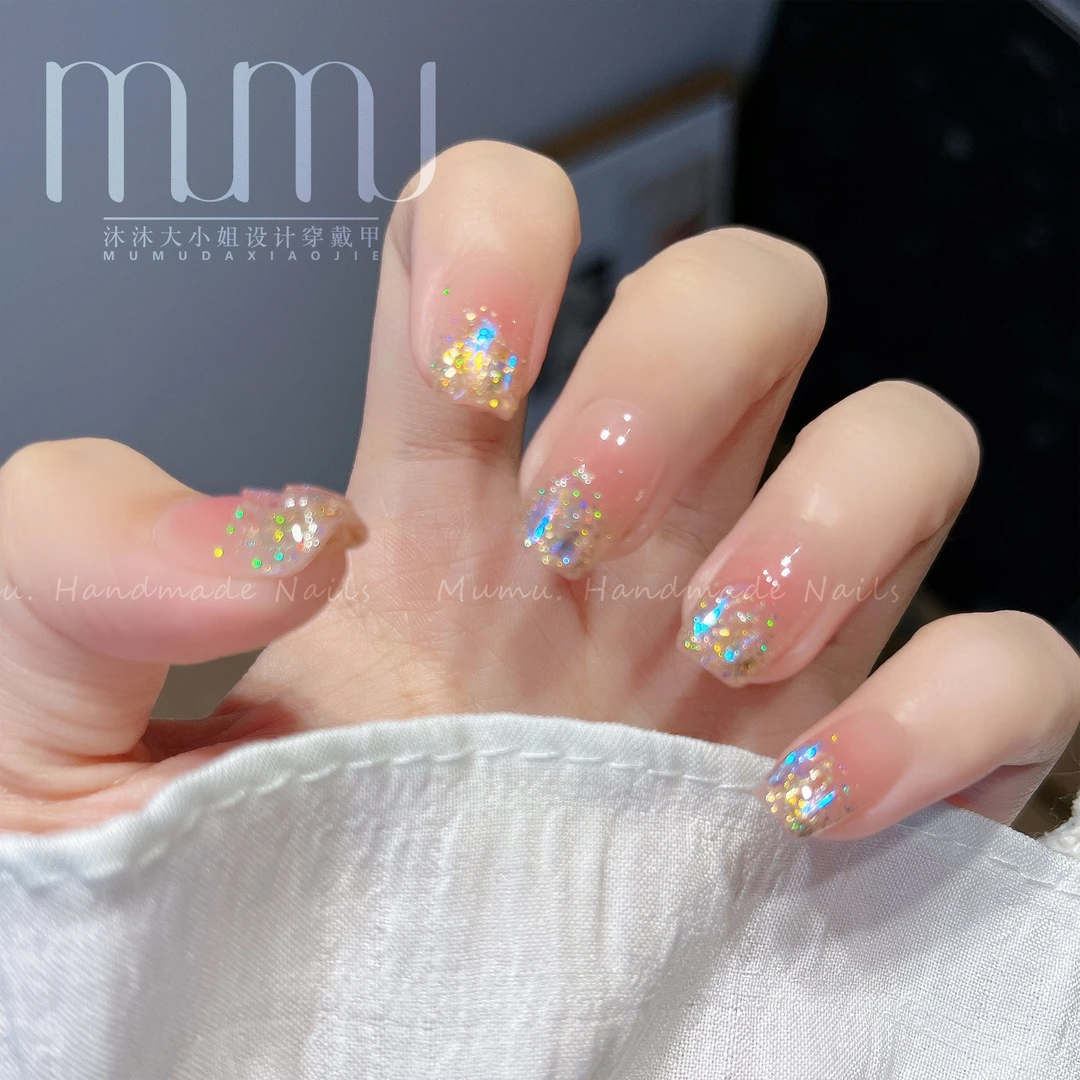 【指尖银河】纯手工穿戴甲 定制美甲贴片 穿戴美甲套装 Mumu.满钻