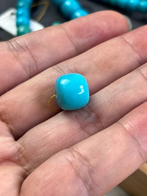 高瓷高蓝绿松石老型珠 12mm