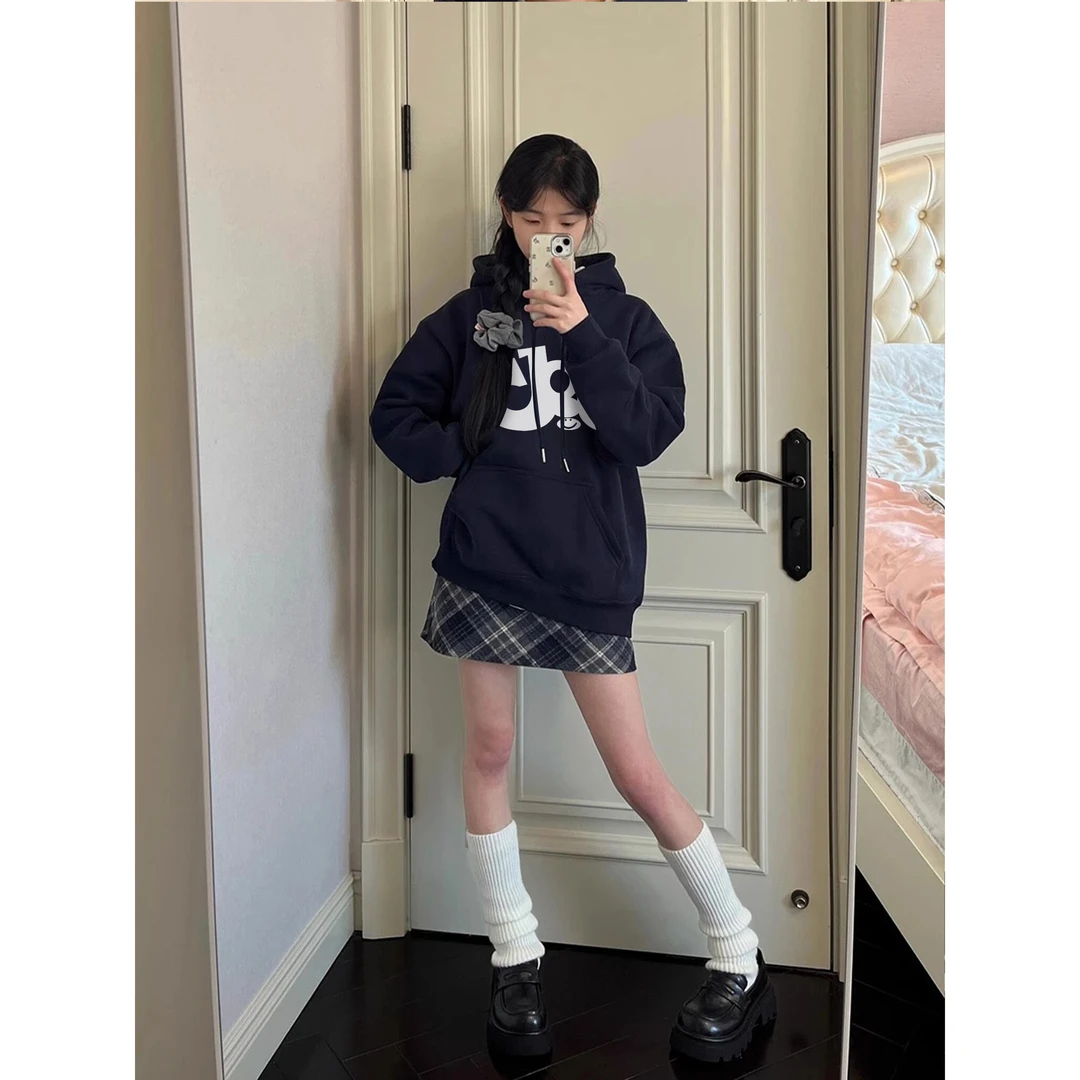 SUMBUR美式宽松显瘦连帽卫衣女秋冬新款潮牌设计感慵懒风上衣J18