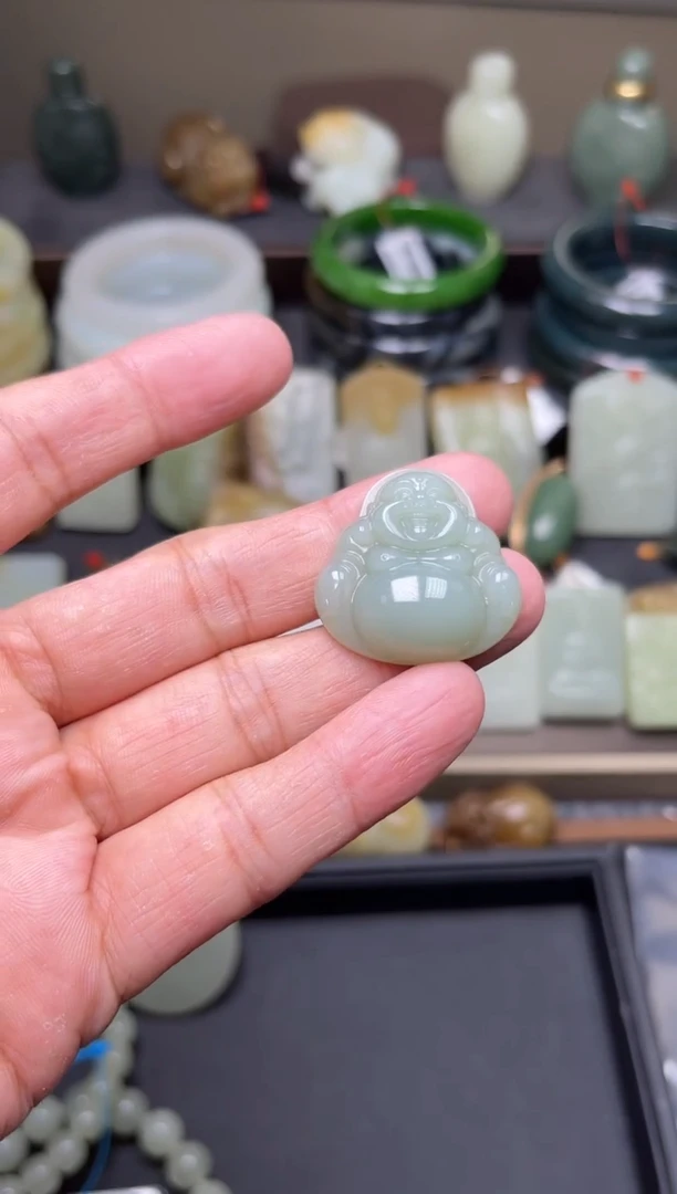 【闪购商品】和田玉吊坠未镶嵌D且末蓝 30佛公