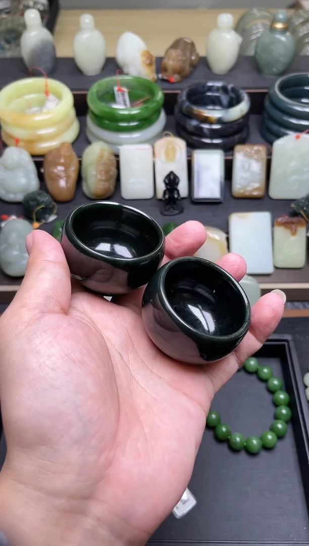 【闪购商品】和田玉茶杯未镶嵌青海希拉矿黑青茶杯 多样性发一