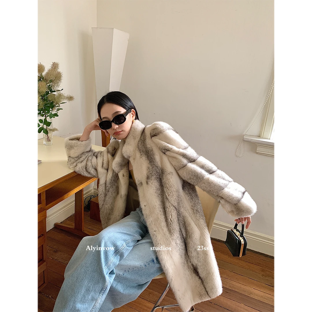 阿颖皮草「西普调香薰」稀有十字貂整貂水貂貂皮大衣女冬皮草外套