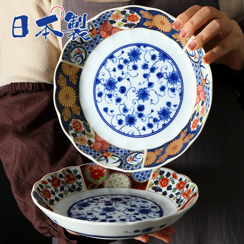 日本进口智水窑陶瓷餐盘古伊万里陶瓷盘