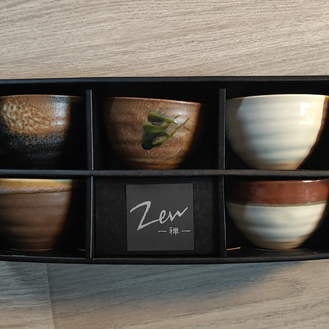 【5件套】日本进口美浓烧乐窑庵手绘粗陶饭碗5件套-暖彩