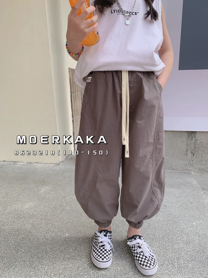 摩尔咖咖百搭休闲裤，薄款夏季宽松纯色韩版运动裤