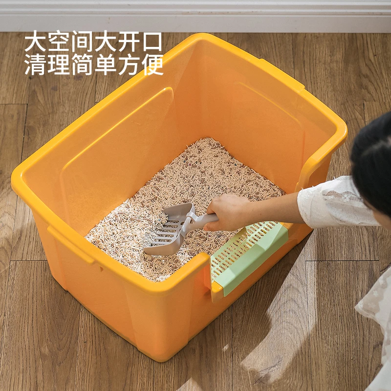 巨黄油猫砂盆超大号特大巨型防外溅猫厕所全开放式猫沙盆猫咪用品