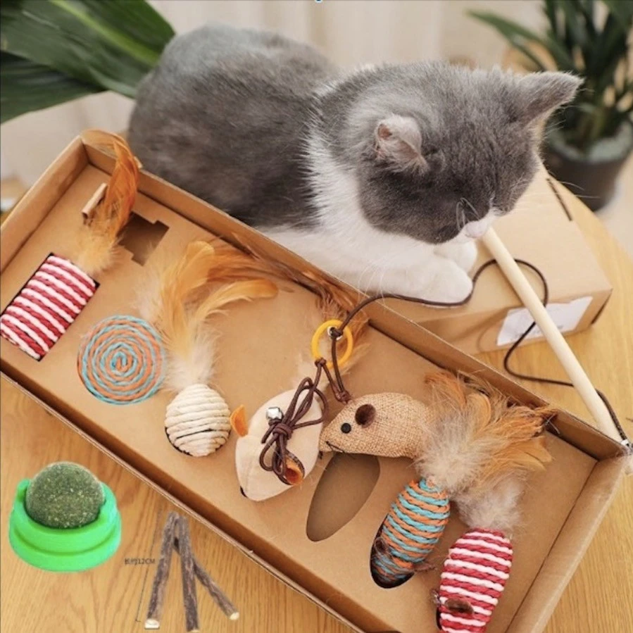 自嗨逗猫棒原木羽毛铃铛幼猫组合猫咪磨牙棒木质逗猫玩具替换套装