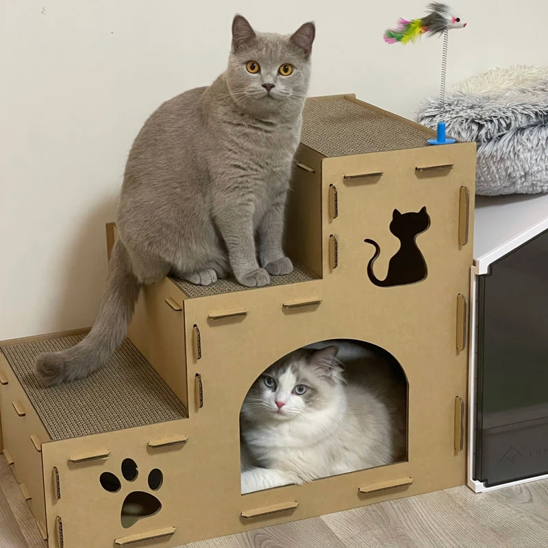 猫抓板逗猫棒瓦楞纸立式猫窝纸箱猫爪板别墅沙发房子玩具猫咪用品