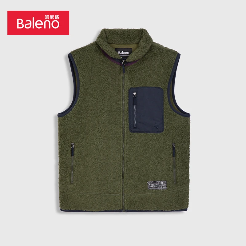 BALENO/班尼路秋冬男装百搭复合羊羔绒布绒背心88032302