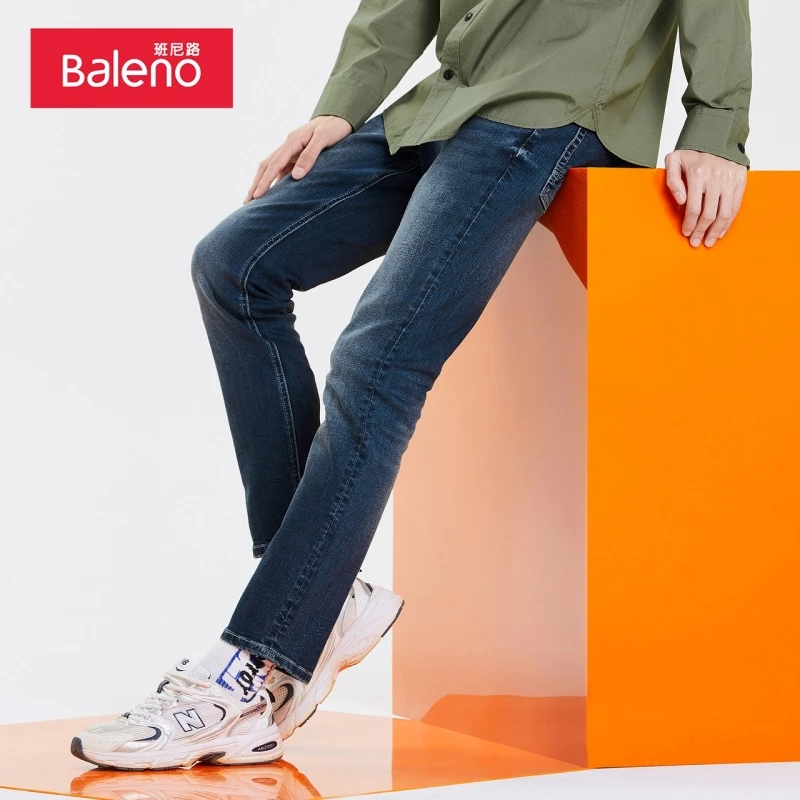 BALENO/班尼路男秋冬磨毛牛仔裤男长裤韩版休闲潮流男裤88041033