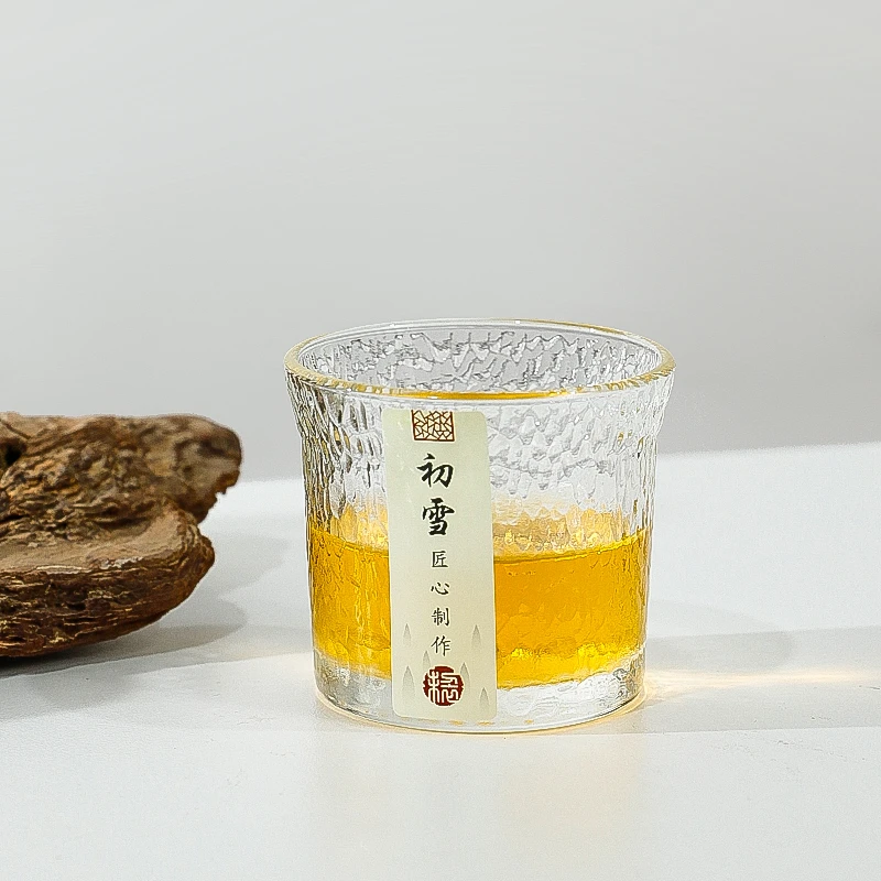 【9.9六只】初雪锤纹玻璃杯喝水杯日式品茗杯家用玻璃茶杯玻璃透明