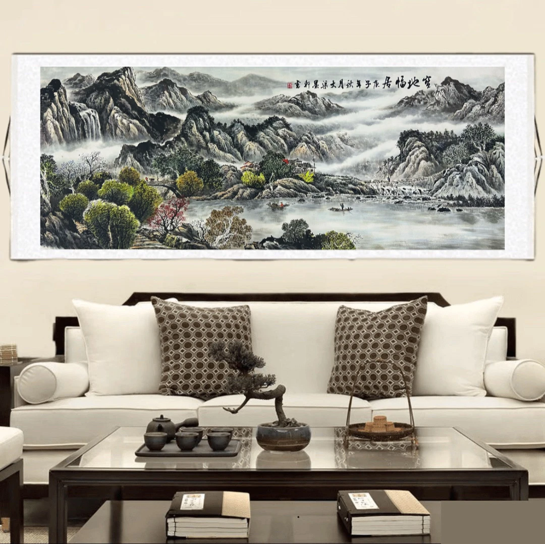 宝地福居2米2✖️70已装裱大六尺客厅办公室中堂山水风景画装饰画