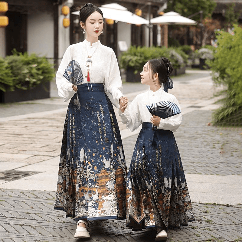 马面裙亲子装母女中国风女童汉服改良唐装古风超仙新中式套装秋款