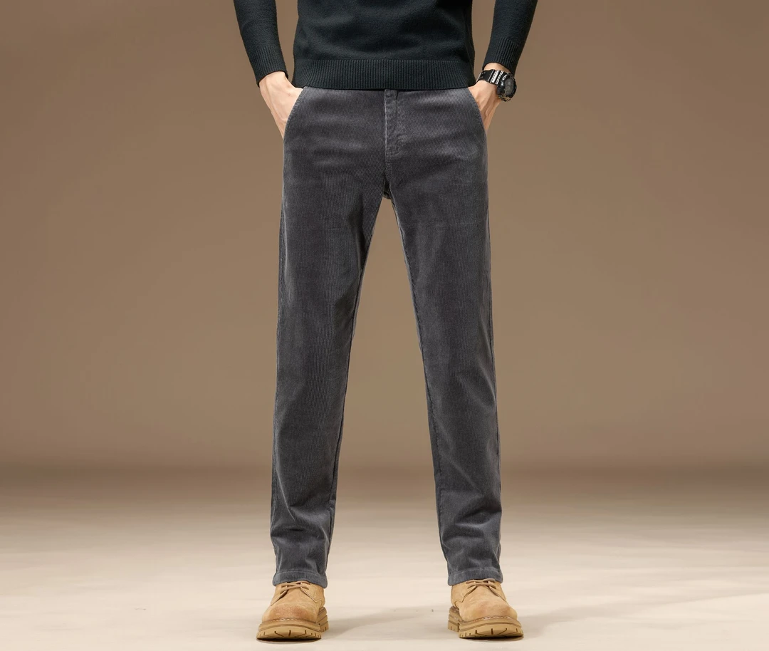 2024冬季新款灯芯绒高端男士休闲裤加绒保暖舒适百搭直筒长裤-928
