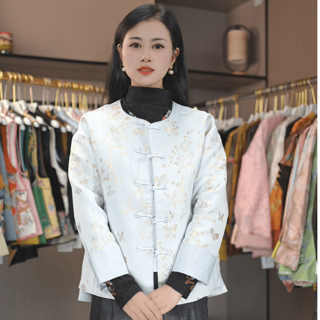 1125国风提花两色秋季新款长袖上衣