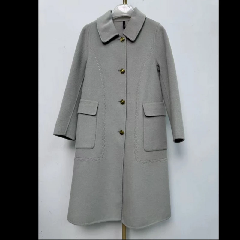 【阿雪专属】276新款双面大衣中长款翻领毛呢外套