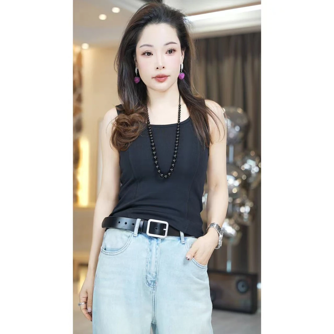 FER早春新款前后两穿鱼骨线女高弹显瘦修身百搭背心
