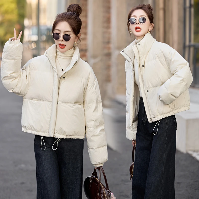 短款白鸭绒羽绒服保暖外套女2025新款面包服小个子加厚上衣冬装潮