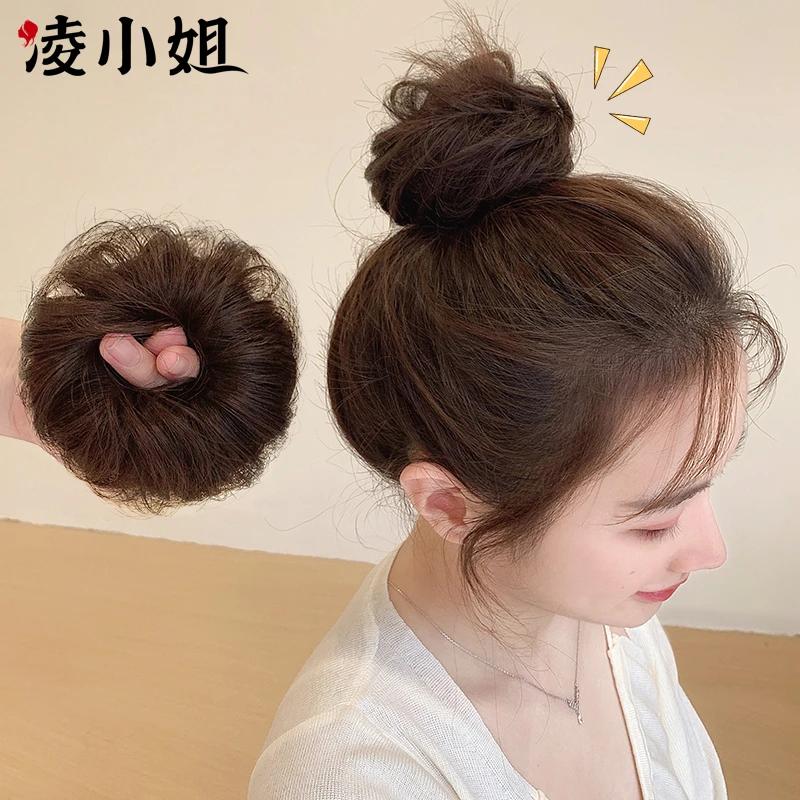 丸子头假发发圈女仿真高扎迷你蓬松增发量高颅顶花苞头假发包发髻