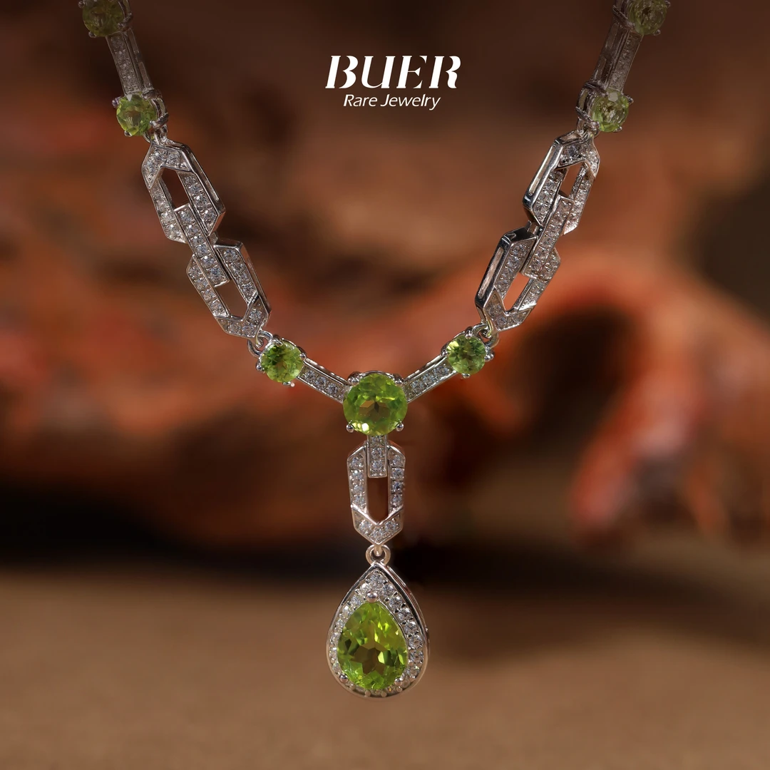 【不二】橄榄石银镶项链吊坠气质轻奢坠链时尚百搭女款送礼推荐